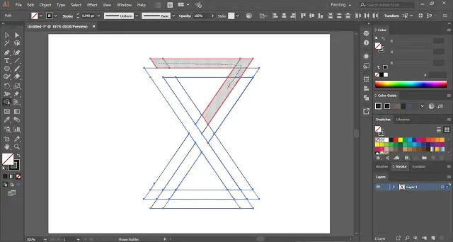 Merge paths with the help of the Shape Builder Tool