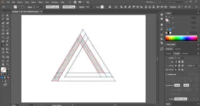Merge shapes with the help of the Shape Builder Tool