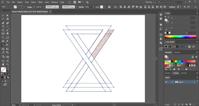 Merge paths with the help of the Shape Builder Tool