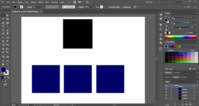 Create three more copies of the square shape