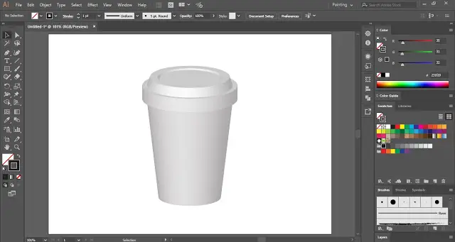 3D Coffee Cup in Adobe Illustrator