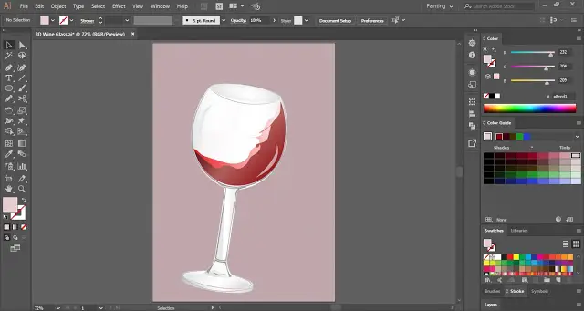3D Wine Glass in Adobe Illustrator