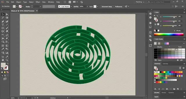 3D Circular Maze in Adobe Illustrator