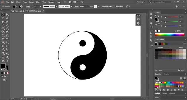 Taiji Symbol in Adobe Illustrator