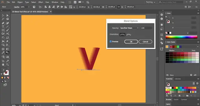 3D Blend Text Effect in Adobe Illustrator