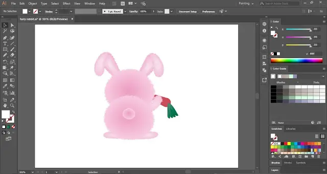 Furry Rabbit in Adobe Illustrator