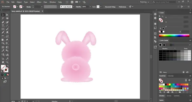 Furry Rabbit in Adobe Illustrator
