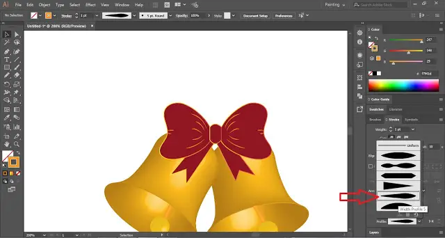 Christmas Bells Icon in Adobe Illustrator