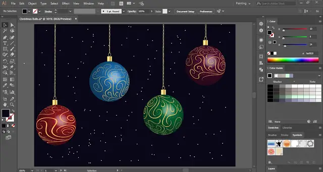Decorative Christmas Balls in Adobe Illustrator