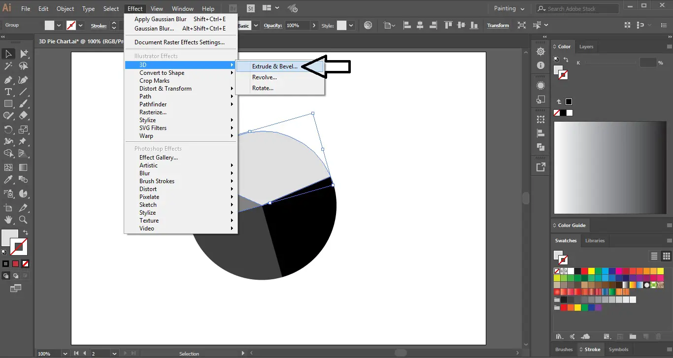 3D Pie Chart in Adobe Illustrator