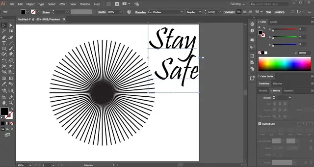 Sunburst Lines Text Effect in Adobe Illustrator