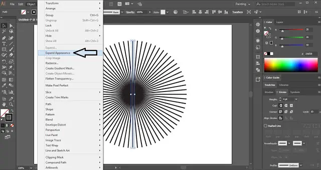 Sunburst Lines Text Effect in Adobe Illustrator