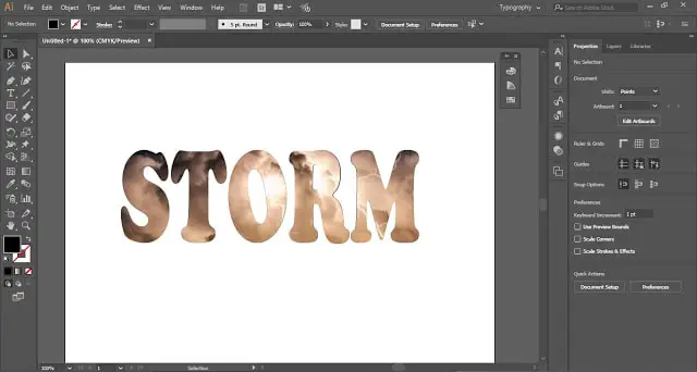 Photographic Texture in a text in Adobe Illustrator