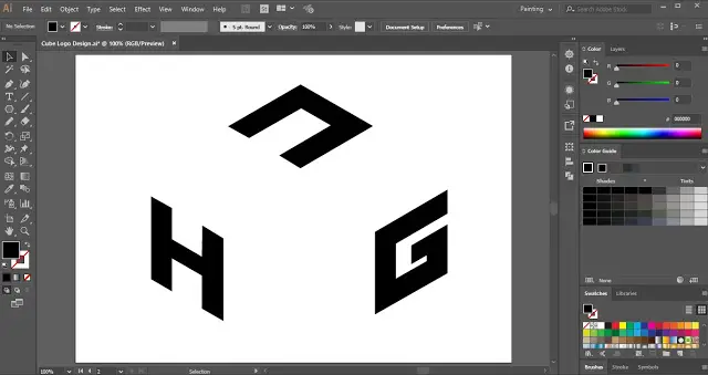 Cube Monogram Logo in Adobe Illustrator