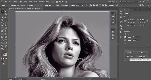 Graphic Pen Effect Portrait in Adobe Illustrator