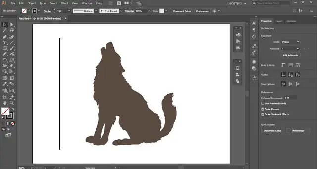 Draw a Stroke Line with the help of the Pen Tool