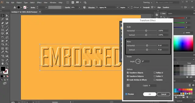 emboss illustrator action download