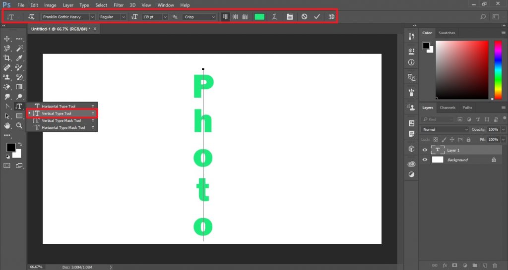 Vertical Type Tool