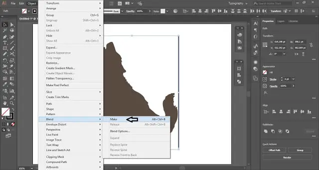 create blend of the stroke lines