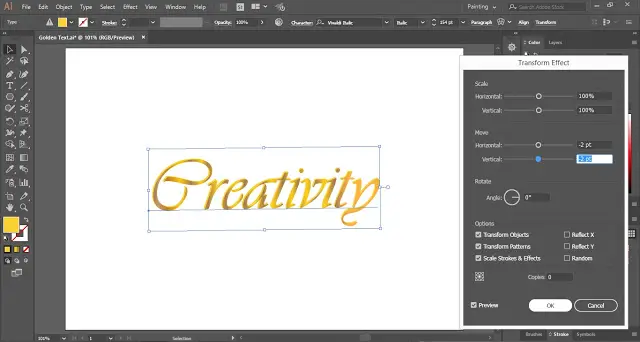 Golden Text Effect in Adobe Illustrator