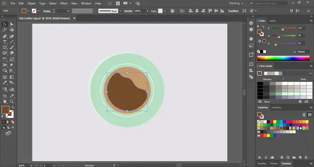 How to make Flat Coffee Cup (Top View) in Adobe Illustrator?