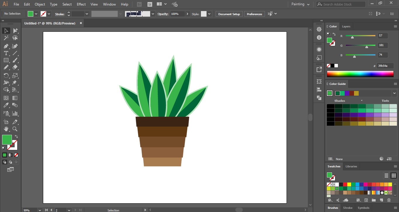 Flat Potted Plant In Adobe Illustrator Adobe Tutorial