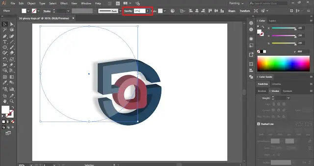 5G Glossy 3D Logo in Illustrator