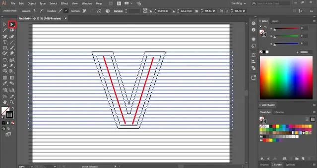 How to make Line Distort Text Effect in Adobe illustrator?