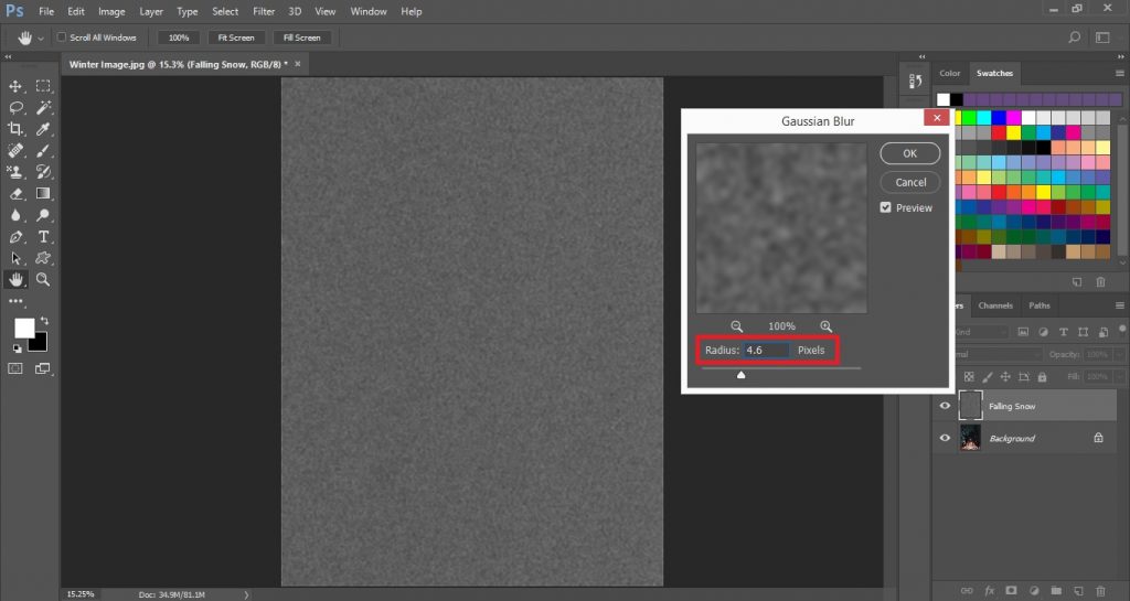 Set the Radius of Gaussian Blur