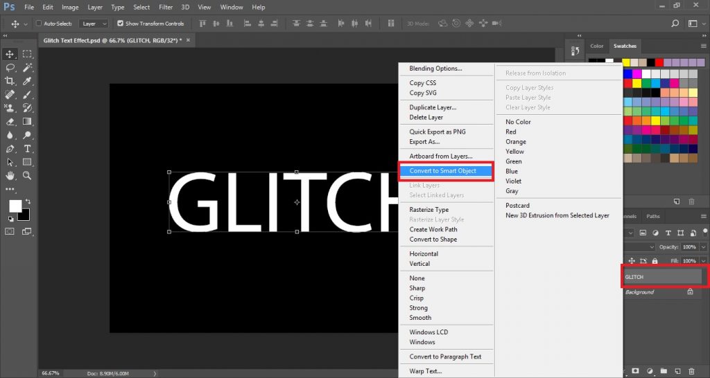 Convert the Text into Smart Object