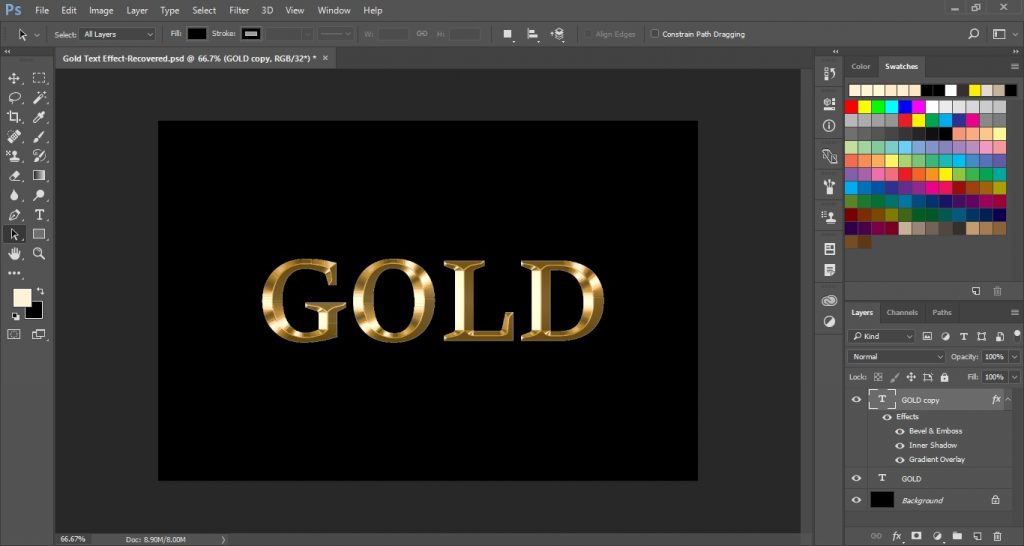 Gold Text Effect in Photoshop