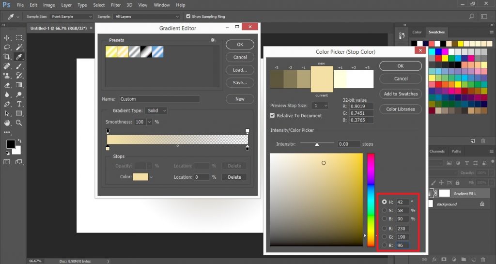 Select color form Color Picker