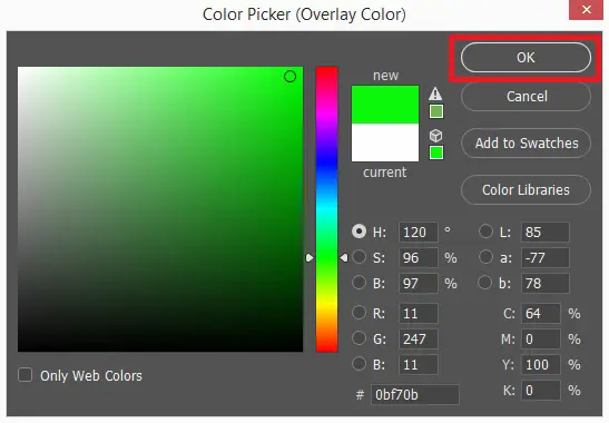 Select color from Color Picker