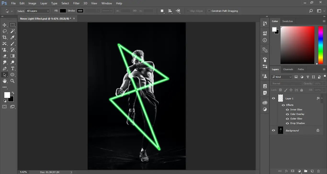 how to create neon light in photoshop