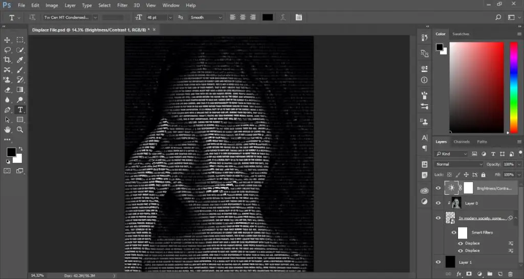 Create Portrait from Text in Photoshop