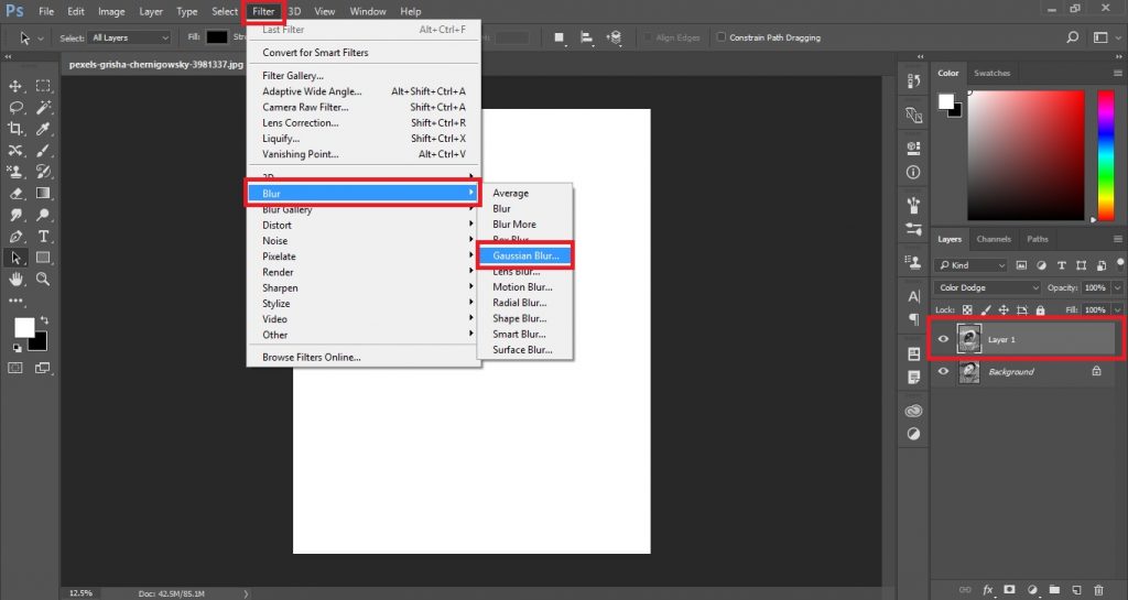 Select Gaussian Blur