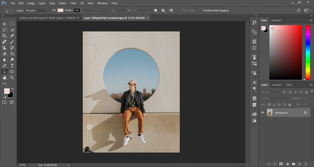 Open an image in Photoshop
