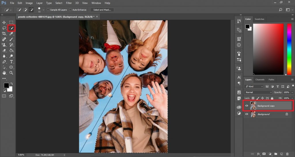 Select the subject with the help of the Quick Selection Tool