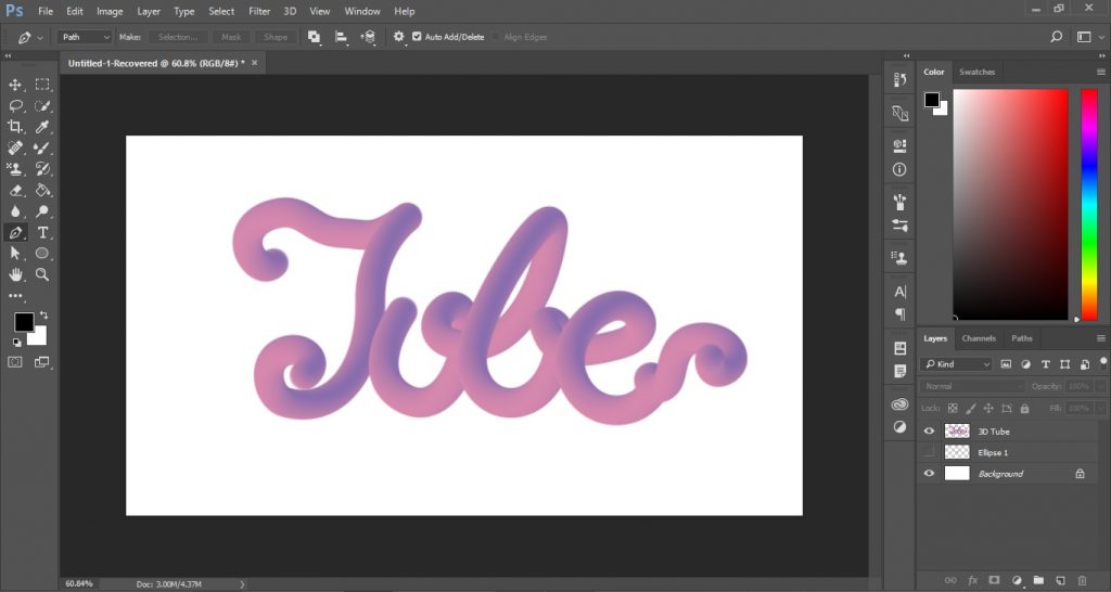 3D Tube Text Effect in Photoshop