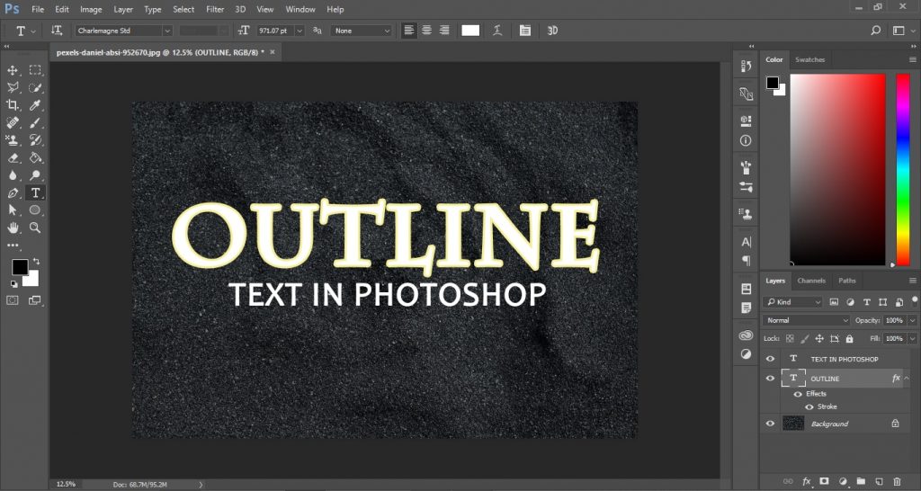 Outline Text in Photoshop