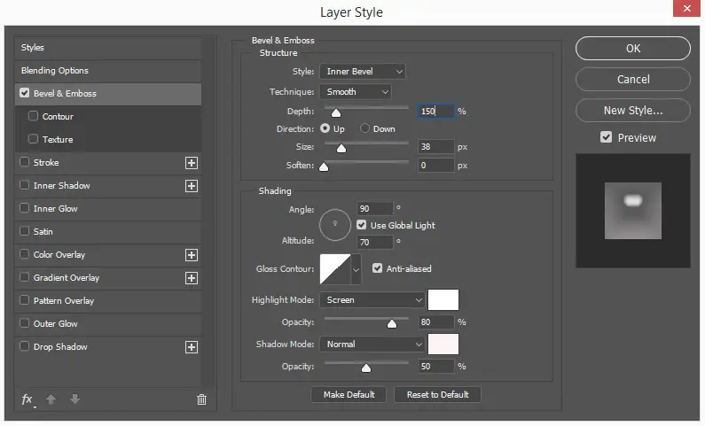 Bevel & Emboss Layer Style