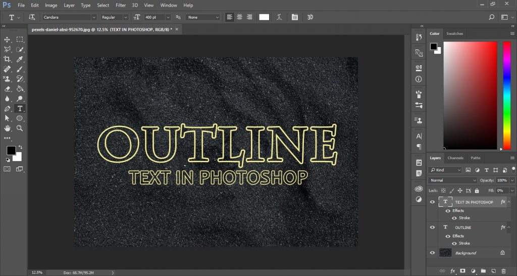 Outline Text in Photoshop