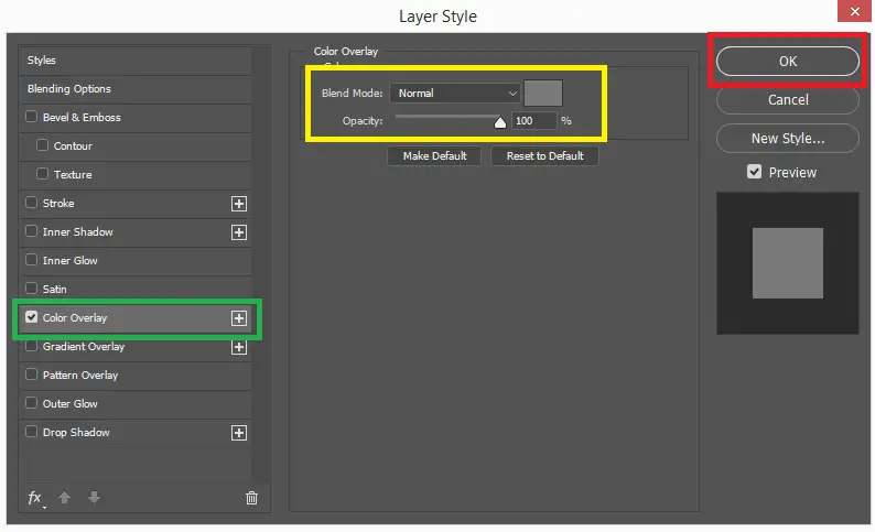 Apply the Color Overlay Layer Style
