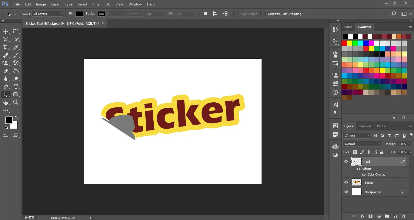 Peeling Sticker Text Effect in Adobe Tutorial