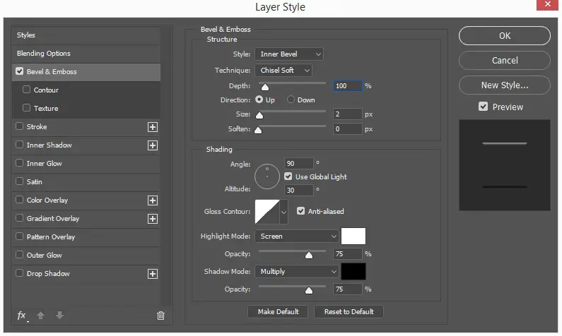 Bevel & Emboss Layer Style