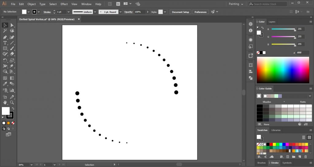 Dotted Spiral Vortex in Illustrator